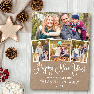 Carte Postale Calligraphie amusante Kraft Joyeux Nouvel An 4 Pho