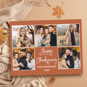 Carte Postale Calligraphie amusante Terracotta 5 Photo Thanksgiv