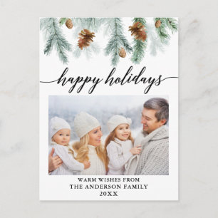 Carte Postale Calligraphie Aquarelle Pine Cônes Photo Holiday