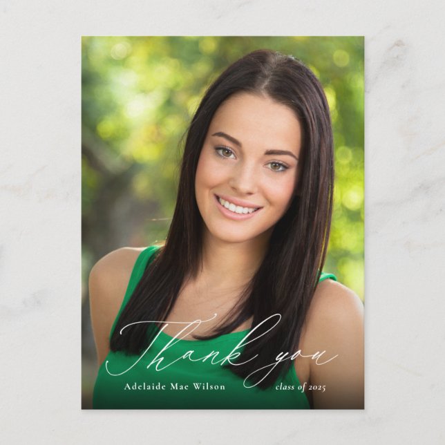 Carte Postale Calligraphie blanche Merci de diplôme photo (Devant)