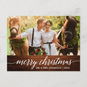 Carte Postale Calligraphie Bois Joyeux Noël Mariage Photo