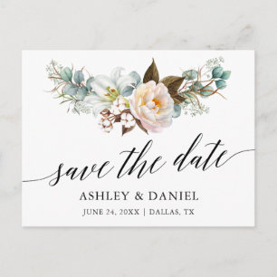 Carte Postale Calligraphie Botanique Floral Enregistrer La Date