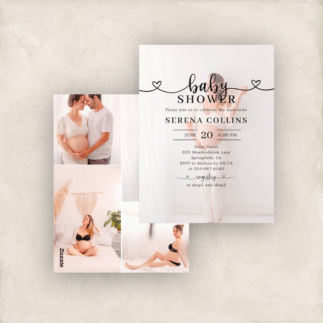 Carte Postale Calligraphie cardiaque 4 Baby shower photo (Créateur téléchargé)