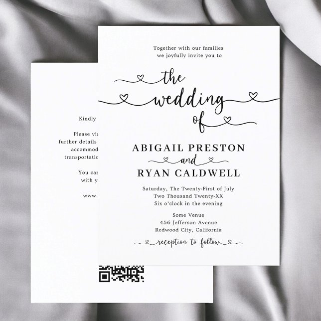 Carte Postale Calligraphie cardiaque Mariage du budget (Créateur téléchargé)