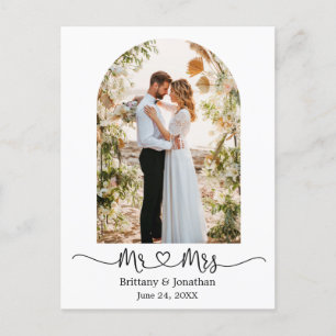 Carte Postale Calligraphie cœur M. Mme Arche Mariage Remerciemen