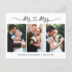 Carte Postale Calligraphie Coeur Mariage 3 Merci photo