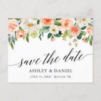 Calligraphie Coral Floral Enregistrer La Date
