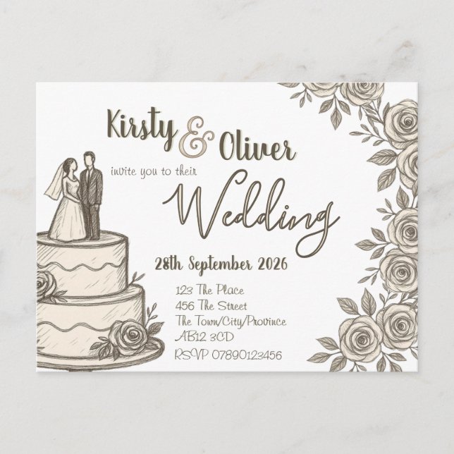 Carte Postale Calligraphie de dentelle rustique (Devant)