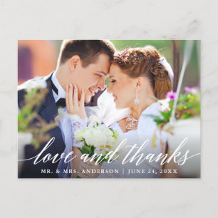 Carte Postale Calligraphie de mariage Amour et Merci Photo