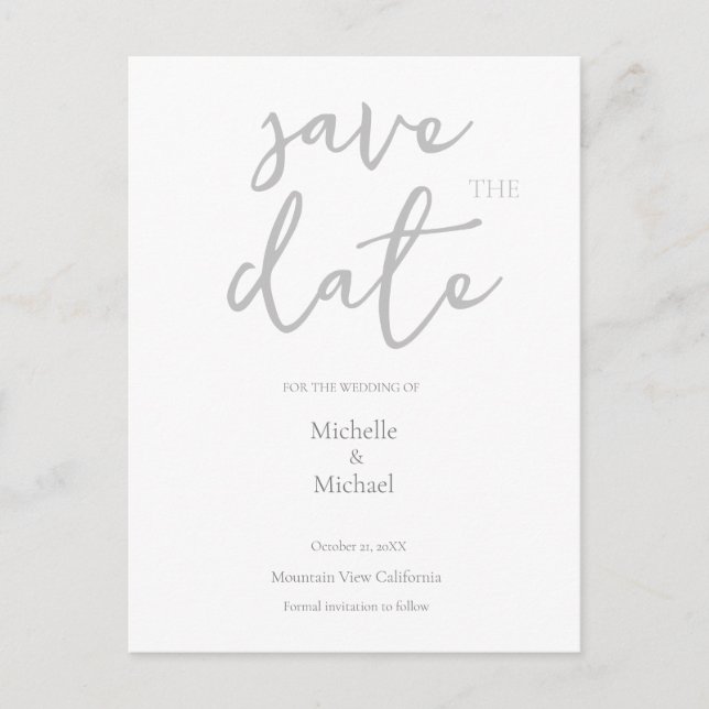 Carte Postale Calligraphie de script Mariage Moderne Enregistrer (Devant)
