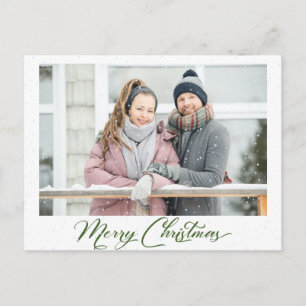 Carte Postale Calligraphie de verdure enneigée Joyeux Noël 2 Pho