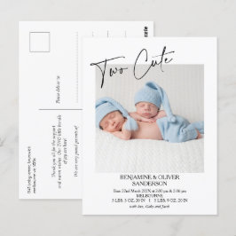 Carte Postale Calligraphie Deux beaux jumeaux Faire-part de nais