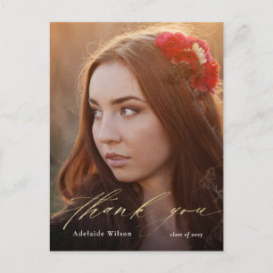 Carte Postale Calligraphie d'or Merci de graduation photo