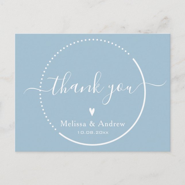 Carte Postale Calligraphie Élégante - Remerciements de Mariage B (Devant)