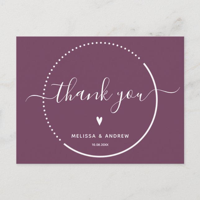 Carte Postale Calligraphie Élégante - Remerciements de Mariage B (Devant)