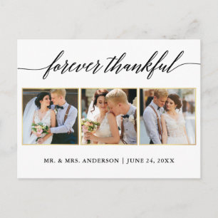 Carte Postale Calligraphie Gold Mariage 3 Photo Forever Merci