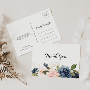 Carte Postale Calligraphie Hiver Merci floral unique