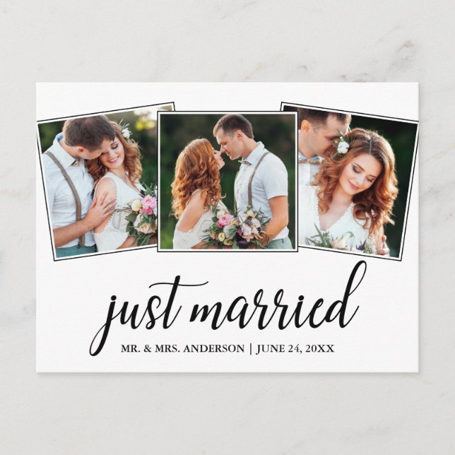 Carte Postale Calligraphie Juste Marié Mariage 3 Photo (Devant)