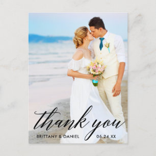 Carte Postale Calligraphie Mariage Mariée Mari Photo Merci B