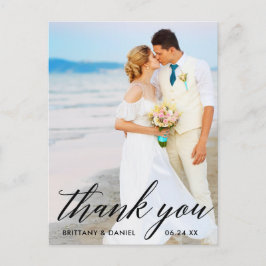 Carte Postale Calligraphie Mariage Mariée Mari Photo Merci B