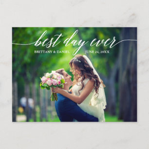 Carte Postale Calligraphie Meilleur Jour De Mariage Photo Merci