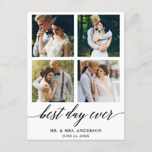Carte Postale Calligraphie Meilleur Jour Jamais Mariage Merci ph