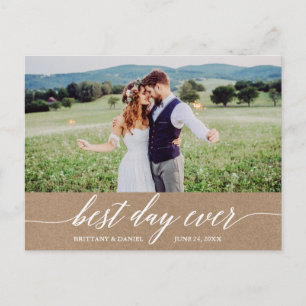 Carte Postale Calligraphie Meilleur Jour Mariage Merci Kraft
