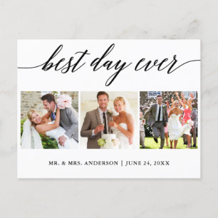 Carte Postale Calligraphie Meilleur Jour Mariage Photo Merci