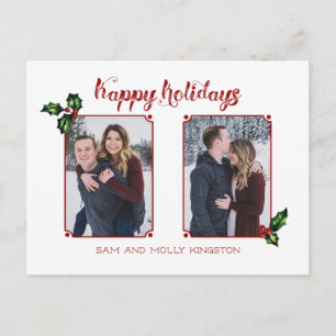 Carte Postale Calligraphie mignonne Police Happy Holidays Two-Ph