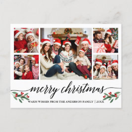 Carte Postale Calligraphie moderne 5 Photo Famille Joyeux Noël