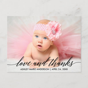 Carte Postale Calligraphie moderne bébé amour et merci photo