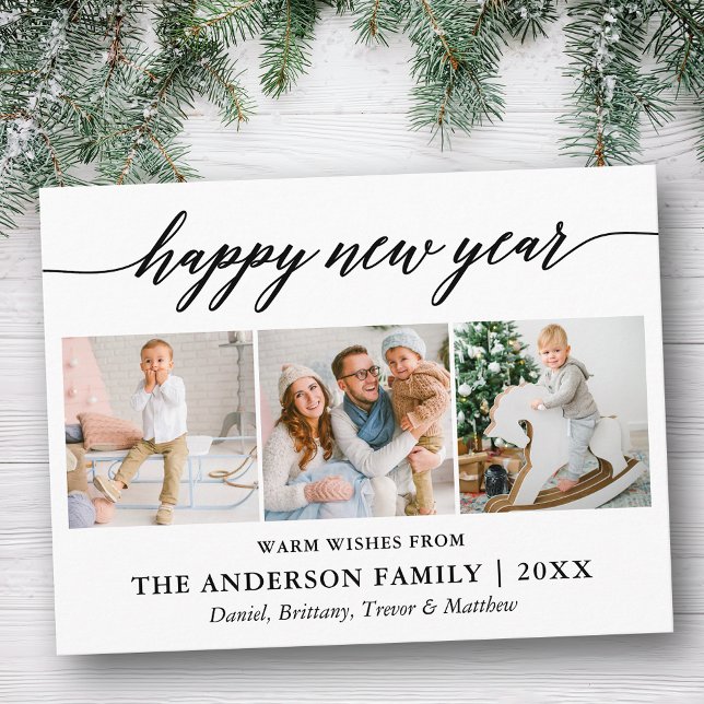 Carte Postale Calligraphie moderne Bonne année photo 3 (Customize to change your personalized text size or text style.)