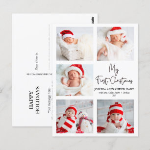 Carte Postale Calligraphie moderne Cinq photos Mon premier Noël