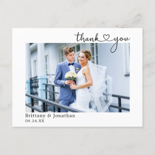 Carte Postale Calligraphie Moderne Cœur Mariage Remerciements