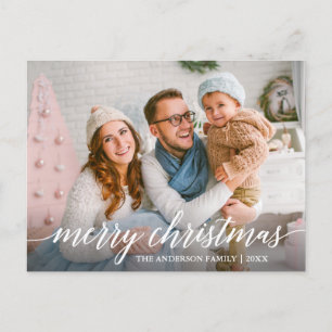 Carte Postale Calligraphie moderne élégante Joyeux Noël Famille