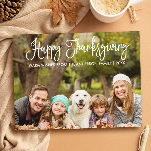 Carte Postale Calligraphie moderne Famille Photo Thanksgiving