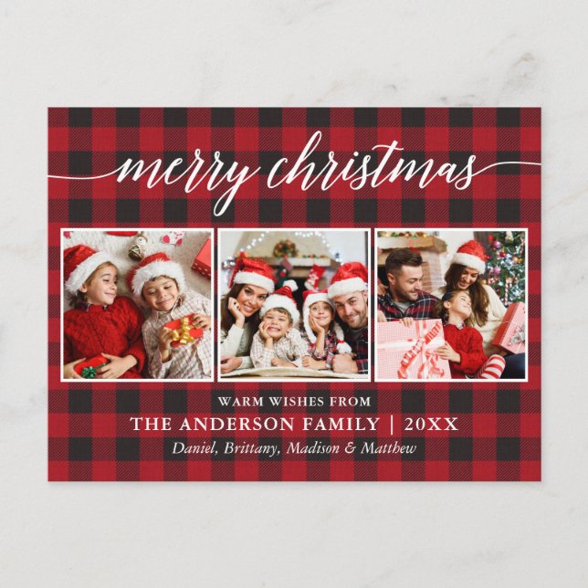 Carte Postale Calligraphie moderne Joyeux Noël 3 Photo Plaid (Devant)