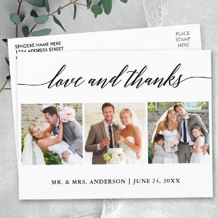 Carte Postale Calligraphie moderne Mariage 3 Photo Love and Than