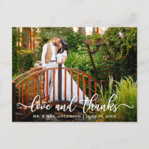 Carte Postale Calligraphie Moderne Mariage Amour et Remerciement