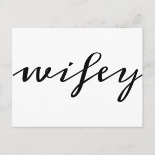 Carte Postale Calligraphie moderne noir script Wifey