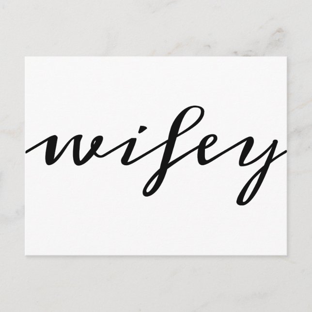 Carte Postale Calligraphie moderne noir script Wifey (Devant)