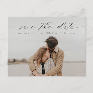 Carte Postale Calligraphie moderne Photo Enregistrer la date Car