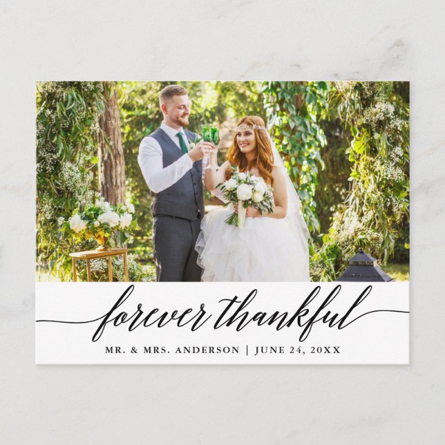 Carte Postale Calligraphie moderne pour toujours Merci Mariage (Devant)