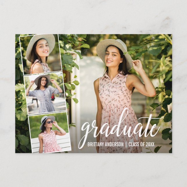 Carte Postale Calligraphie moderne Script 4 Photo Graduation Par (Devant)