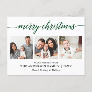 Carte Postale Calligraphie moderne Vert Joyeux Noël 3 Photo