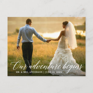 Carte Postale Calligraphie Notre Aventure Commence Remerciement 