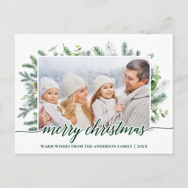 Carte Postale Calligraphie Pin de Noël Vert Photo (Devant)