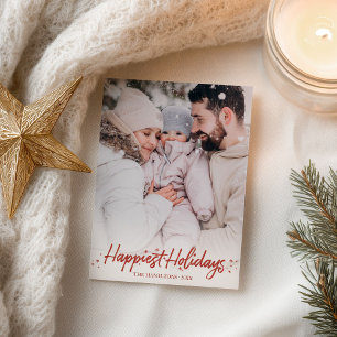 Carte Postale Calligraphie rouge Photo Joyeuses Fêtes Noël