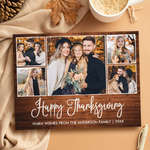 Carte Postale Calligraphie Rustique Bois 5 Photos Thanksgiving