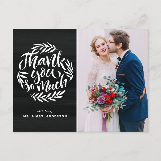 Carte Postale Calligraphie rustique Wreath Chalkboard Mariage Ph (Devant)